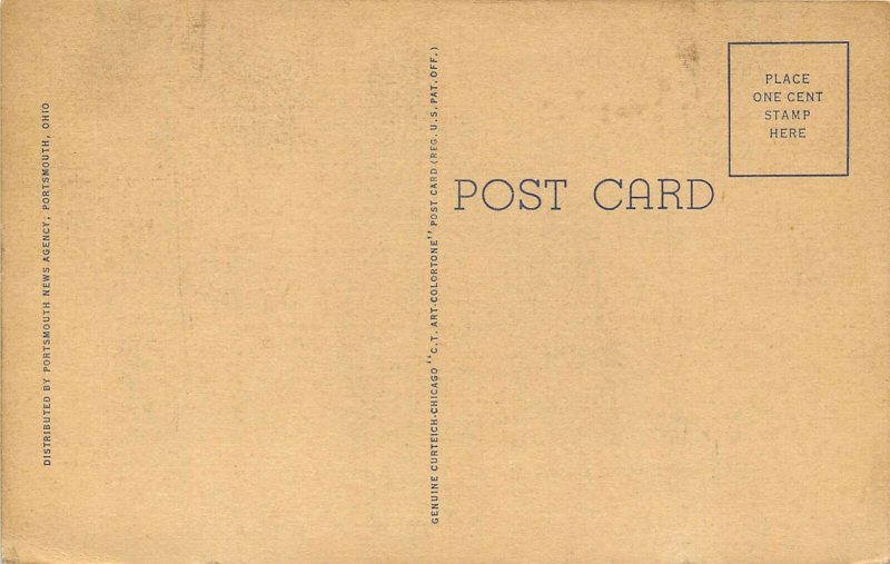 Portsmouth Ohio 1940s Postcard Greyhound Bus Depot 