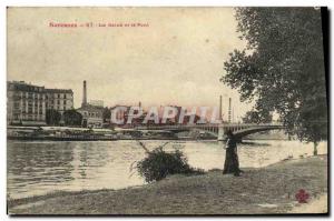 Old Postcard Suresnes The Seine and the bridge