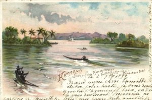 cameroon, River View Factory opposite King Aqua Village (1899) Litho Postcard