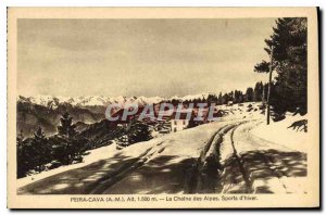 Old Postcard Peira Cava A M La Chaine des Alpes Winter Sports