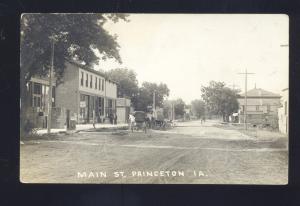 RPPC PRINCETON IOWA DOWNTOWN MAIN STREET SCENE VINTAGE REAL PHOTO POSTCARD