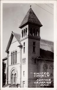 Portage la Prairie Manitoba United Church c1955 RPPC Postcard H54