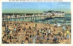 Pier, New England - Old Orchard Beach, Maine ME Postcard