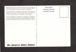 Rio de Janeiro Statue Christ Brazil Postcard, Pan American World Airways Brasil