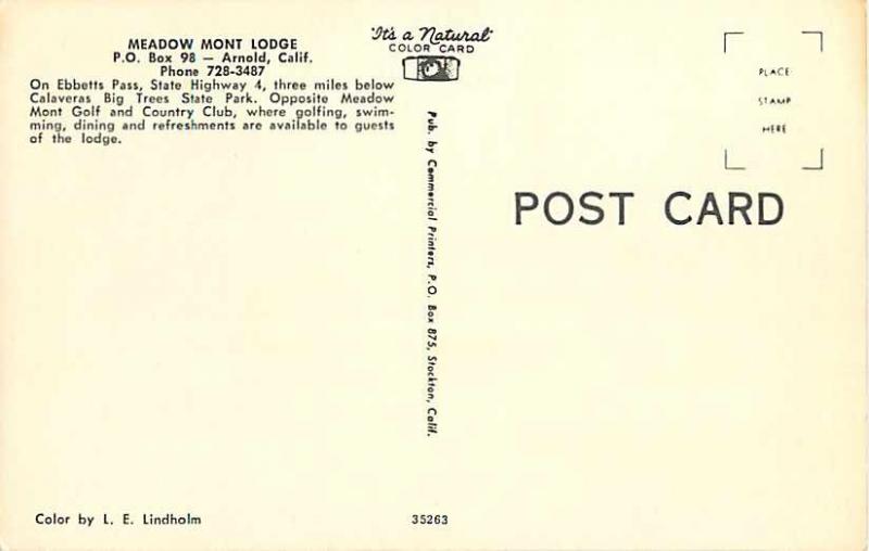 Meadow Mount Lodge Arnold California CA