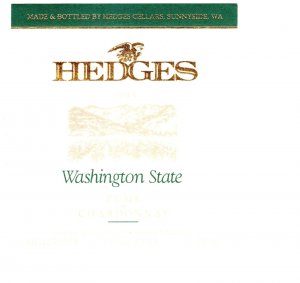 Hedges 1993 Washington State Fume Chardonney Original Vintage Wine Bottle Label