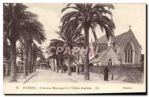 Postcard Old Hyeres Beauregard Avenue and Church English