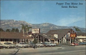 Santa Barbara California CA Pepper Tree Motor Inn Cars c1950s-60s Postcard