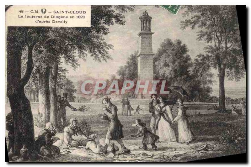 Postcard Old Saint Cloud The Diogenes lantern in 1820 after Develly