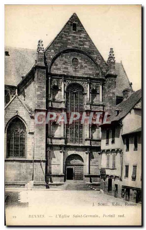 Old Postcard Rennes L & # 39Eglise Saint Germain Porlail south