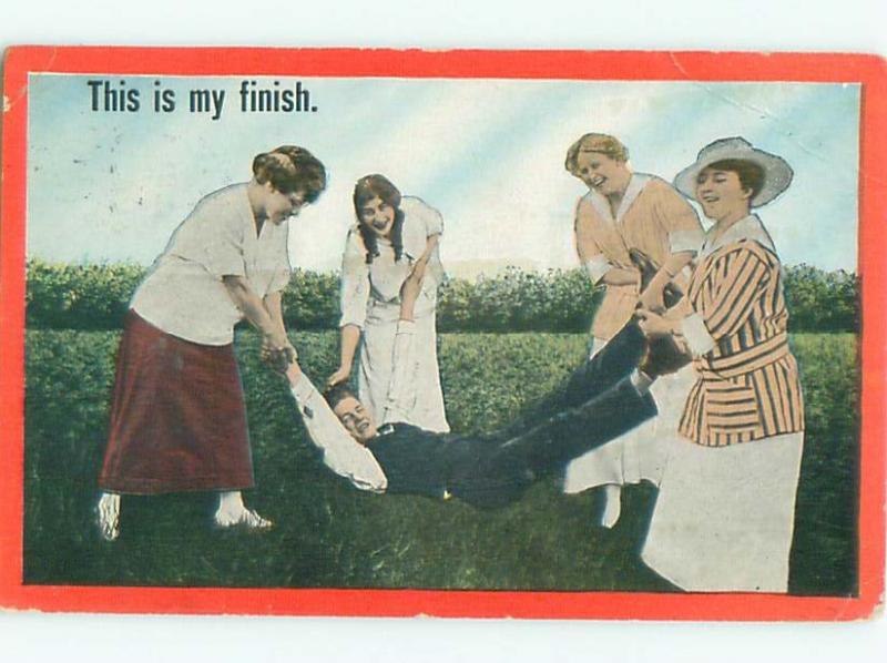 Pre-Linen Risque MAN WITH FOUR WOMEN PLAYING AROUND AB8174