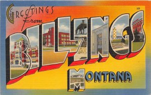 J42/ Billings Montana Postcard Linen Large Letters Greetings from 22