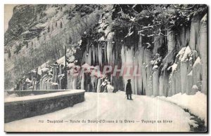 Old Postcard Dauphine Oisans to Route has the Grave Landscape in winter