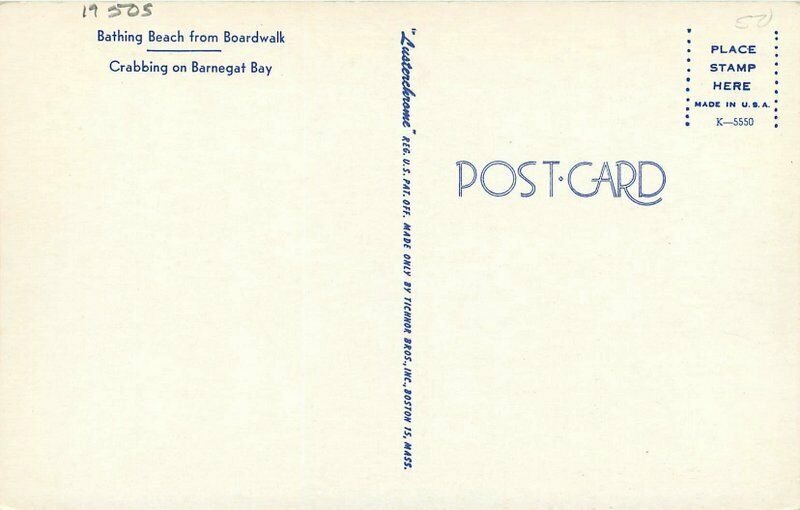 Bathing Beach Boardwalk Crabbing Seaside Heights New Jersey Postcard 21-255