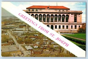 St. Joseph Missouri Postcard City Hall Civic Center King Hill Exterior View 1960