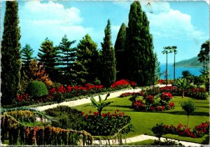 VINTAGE CONTINENTAL SIZE POSTCARD THE MAGGIORE LAKE ISOLA BELLA SPAIN RPPC