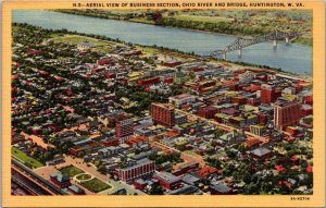 West Virginia Huntington Aerial View Of Business Section Curteich