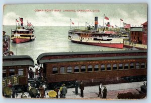 1910 Sandusky Ohio OH Postcard Cedar Point Boat Landing New York Central Lines