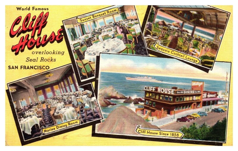 Postcard Cliff House Restaurant San Francisco California 1956 pc1673