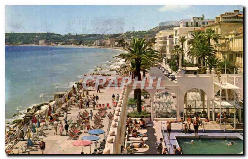 Postcard Moderne Menton La Piscine Du Casino La Promenade And Beach