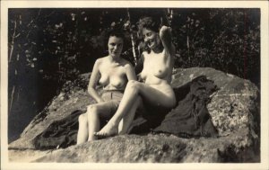 Nudist Colony? Nude Women Publ in Poland Maine ME Real Photo Postcard