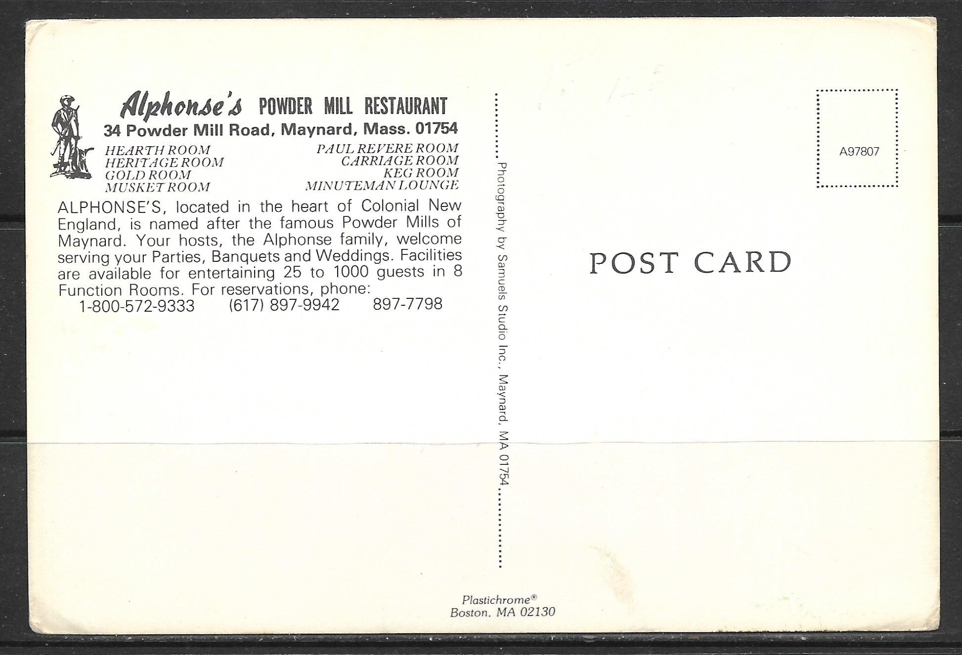 Massachusetts, Maynard Alphonse's Powder Mill Restaurant [MA760X] United States
