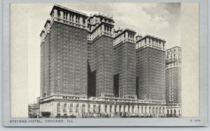 Chicago Illinois~Stevens Hotel~1940s Art Deco Silver Border B&W Wayne Publishing