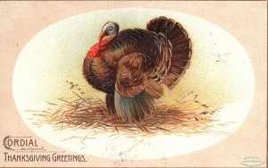 Vintage Postcard 1907 Cordial Thanksgiving Day Greetings Turkey Int. Art Pub.