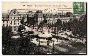 Old Postcard Paris Panorama Place de la Republique