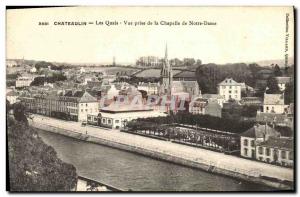 Old Postcard Chateaulin Quays View Taking the Chapel of Our Lady