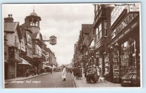 RPPC GUILDFORD, England UK ~ HIGH STREET Scene 1910s-20s Postcard
