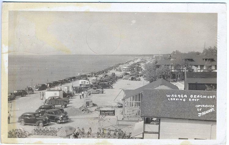 Wasaga Beach Ontario Canada Beach Palmistry Cars RPPC Real Photo Postcard