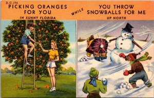 Florida Picking Oranges For You While You Throw Snowballs For Me Up North Curtei