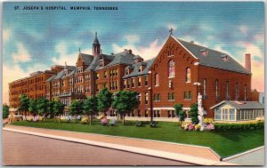 Memphis TN-Tennessee, St. Joseph's Hospital, Street View, Vintage Postcard