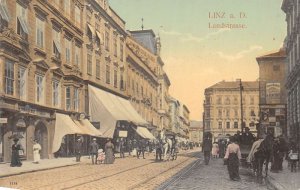 Linz Austria Landstrasse Street Scene Vintage Postcard AA110507