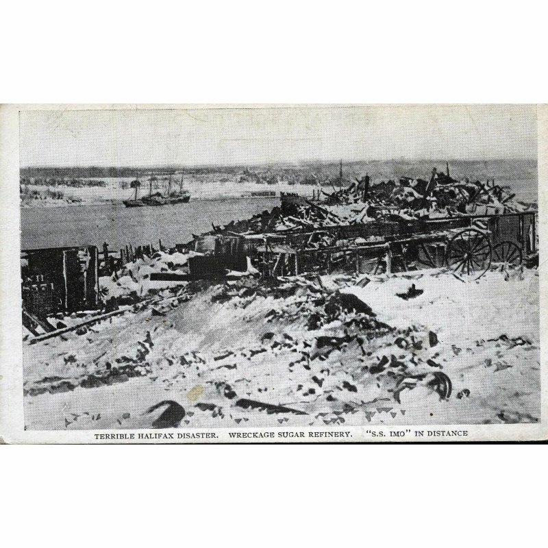 Postcard 'Terrible Halifax Disaster, Wreckage Sugar Refinery, S.S. Imo in dist