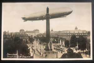 Mint RPPC Postcard Germany Graf Zeppelin LZ 127 Dirigible Airship Over Darmstadt