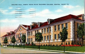 Vtg 1940s North Texas State Teachers College Chilton Hall Denton TX Postcard