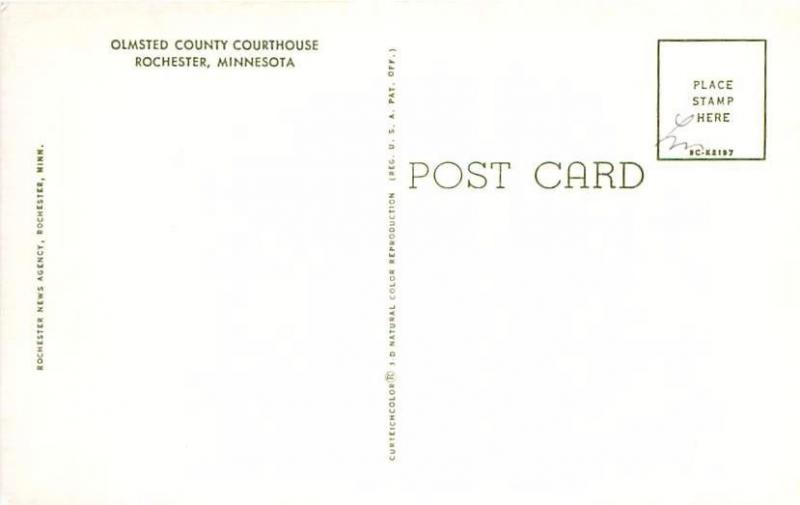 ROCHESTER MINNESOTA OLMSTED COUNTY COURTHOUSE POSTCARD c1960s