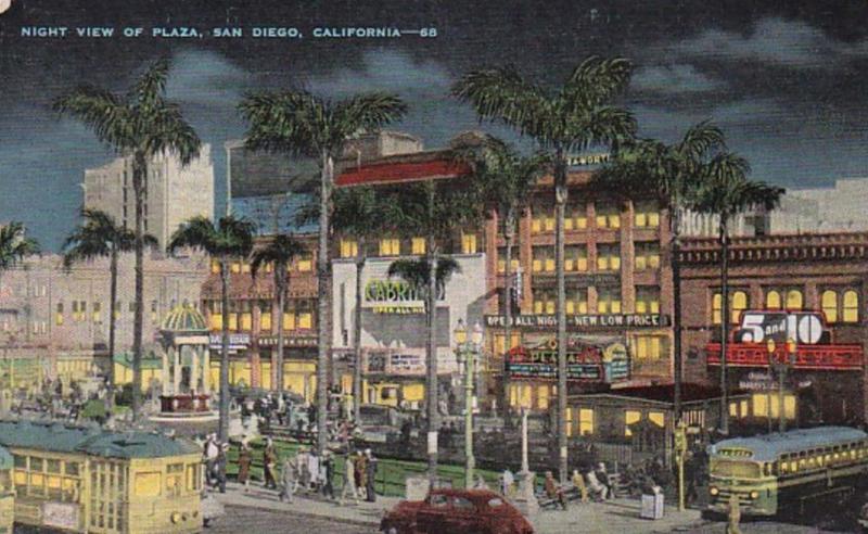 California San Diego Night View Of The Plaza