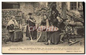 Old Postcard Folklore Lace Around The bobbin lace makers of Puy du Puy Type o...