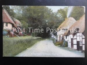 Hampshire WHERWELL VILLAGE showing Thatched Cottages - Old Postcard by Shureys