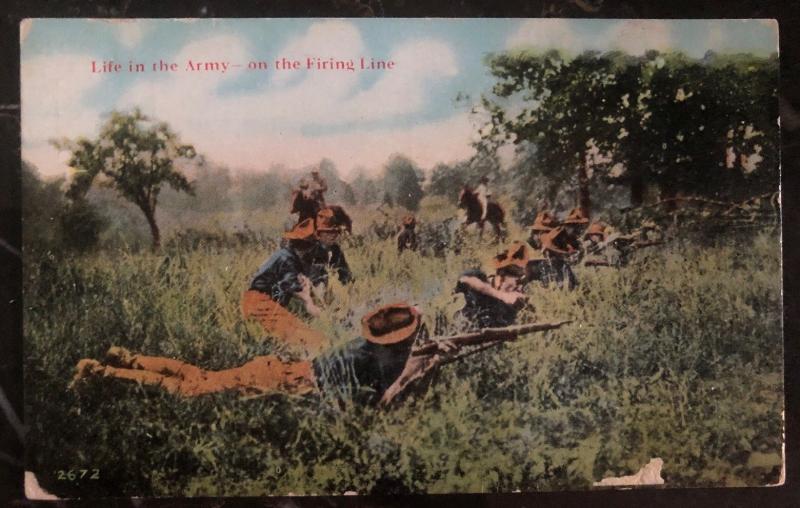 Mint Usa Army Picture Postcard PPC Life In The Army On Firing Line