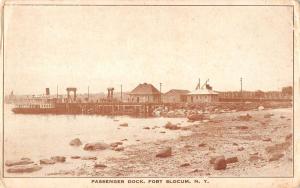 Fort Slocum New York beach scene passenger dock boats antique pc Y11297