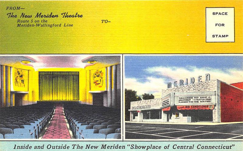 Meriden CT The New Theatre Movie Marquee Interior View Movie List Postcard