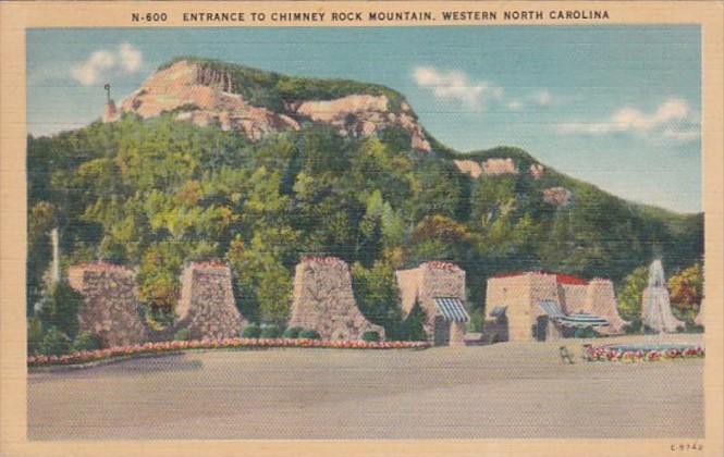 North Carolina Entrance To Chimney Rock Mountain 1943