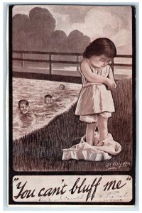 c1910's Girl Taking Off Dress You Can't Bluff Me Hayden Greenfield Iowa Postcard