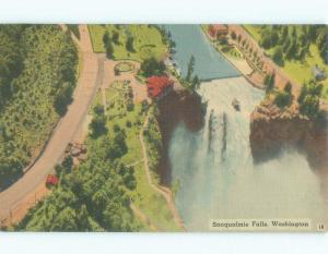 Linen WATERFALL SCENE Snoqualmie Falls - Near Seattle Washington WA E4552