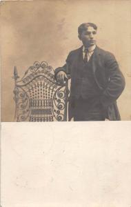 B5/ Attica Ohio Postcard Real Photo RPPC People 1907 Man Fancy Chair 7