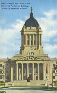 Provincial Parliament Building Winnipeg MB Manitoba Vintage Linen Postcard D5